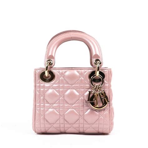 authentic mini Lady Dior pearlescent cannage .